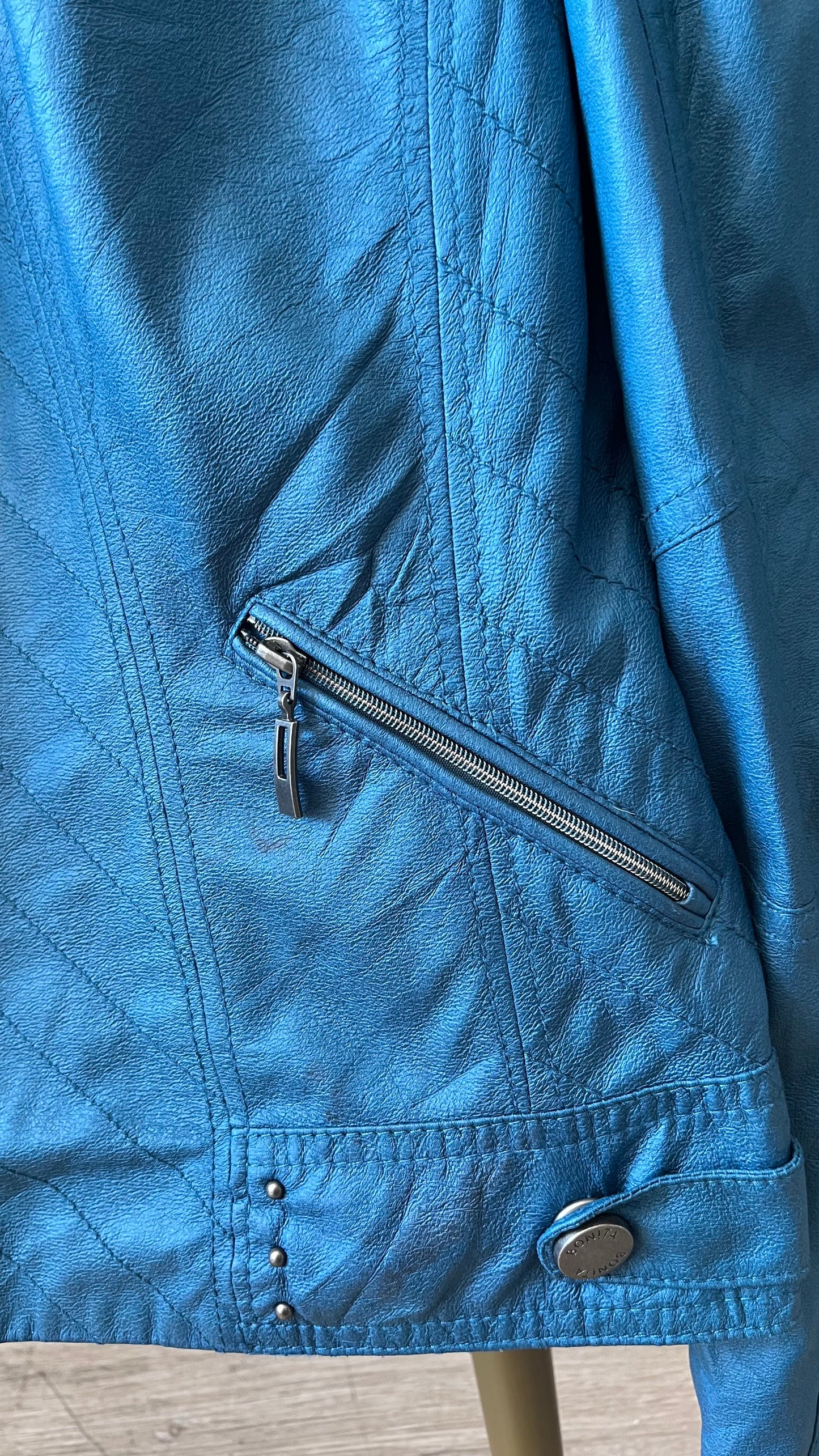 Chaqueta Eco cuero turquesa M