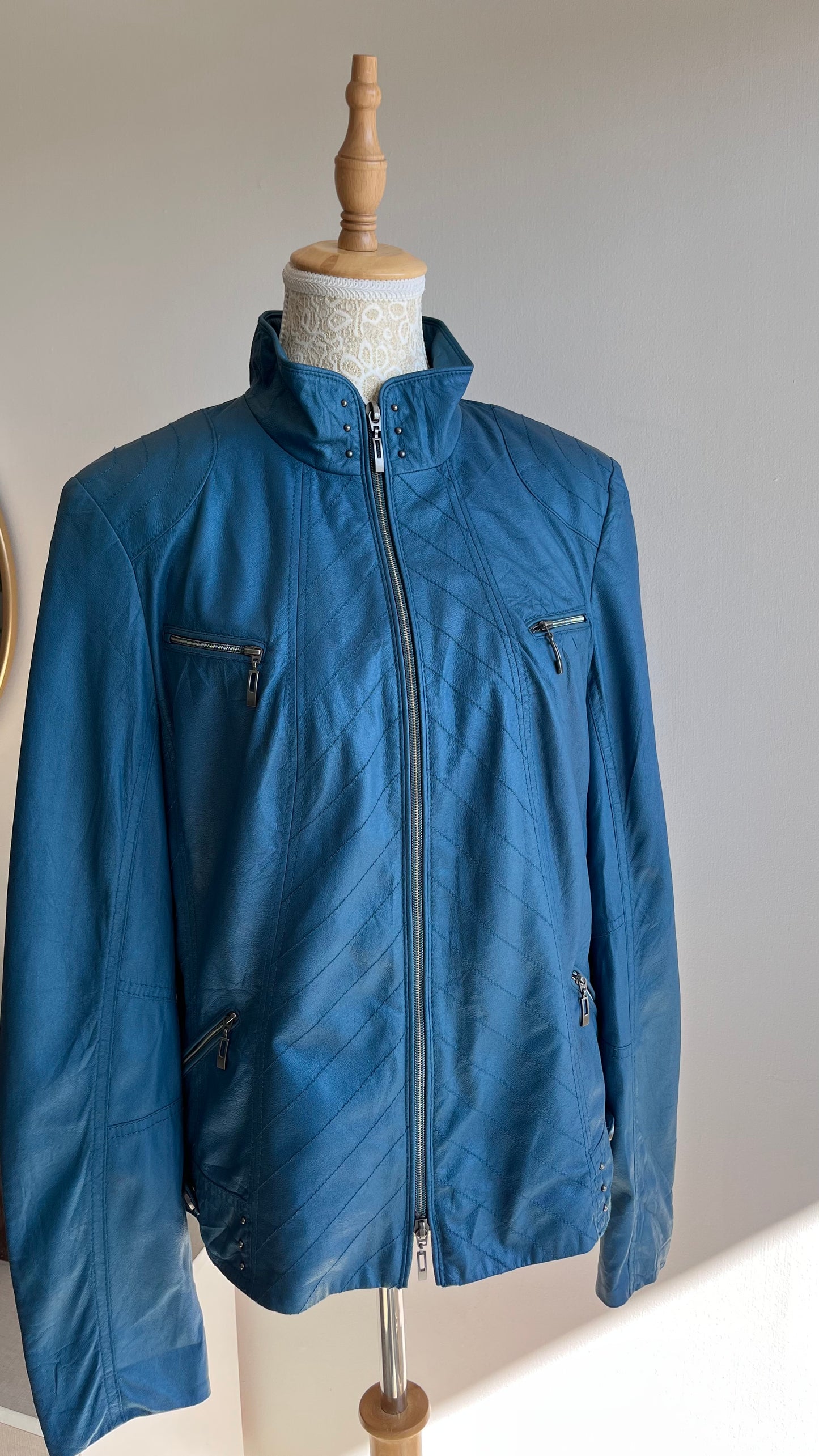 Chaqueta Eco cuero turquesa M