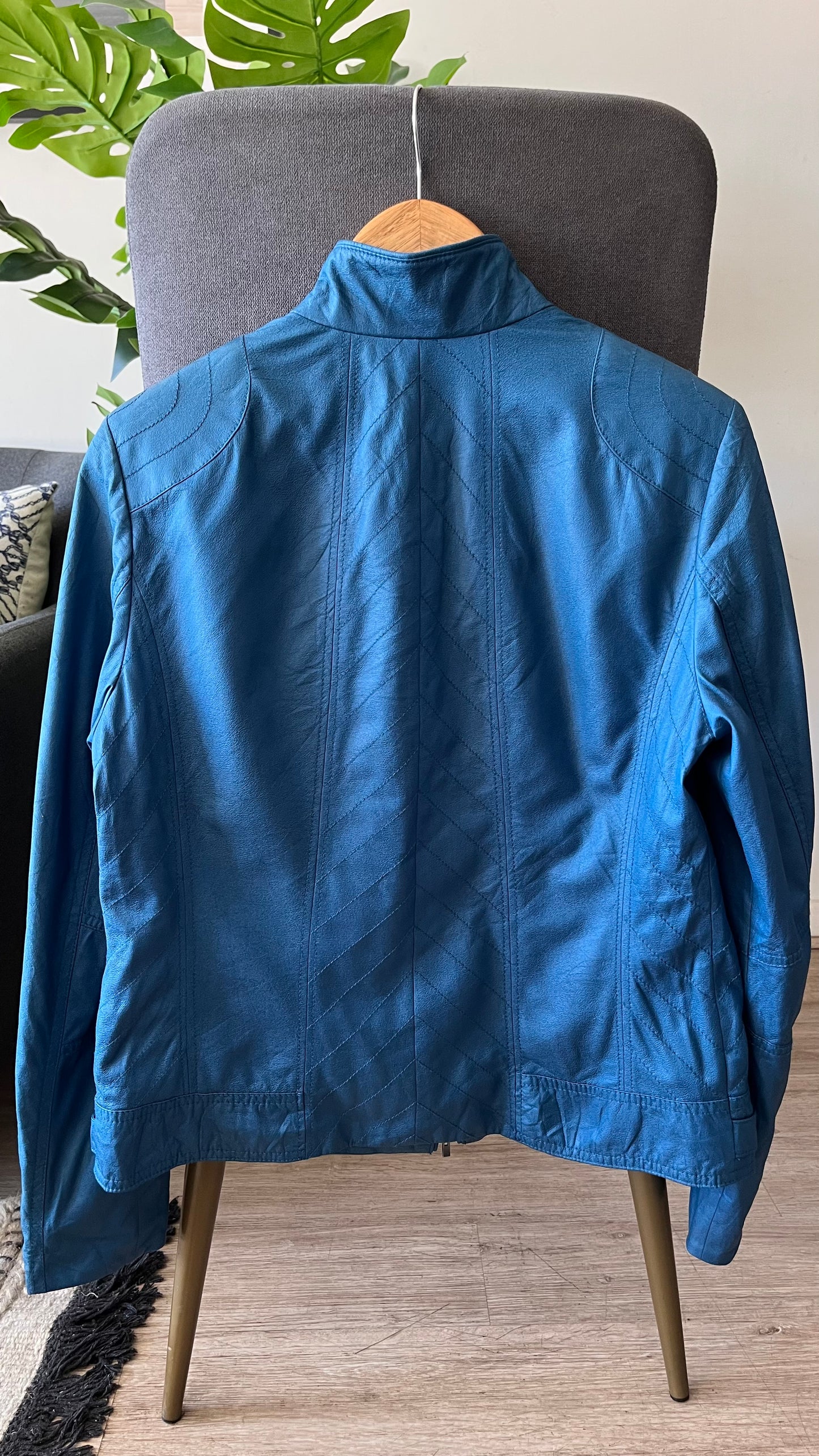 Chaqueta Eco cuero turquesa M