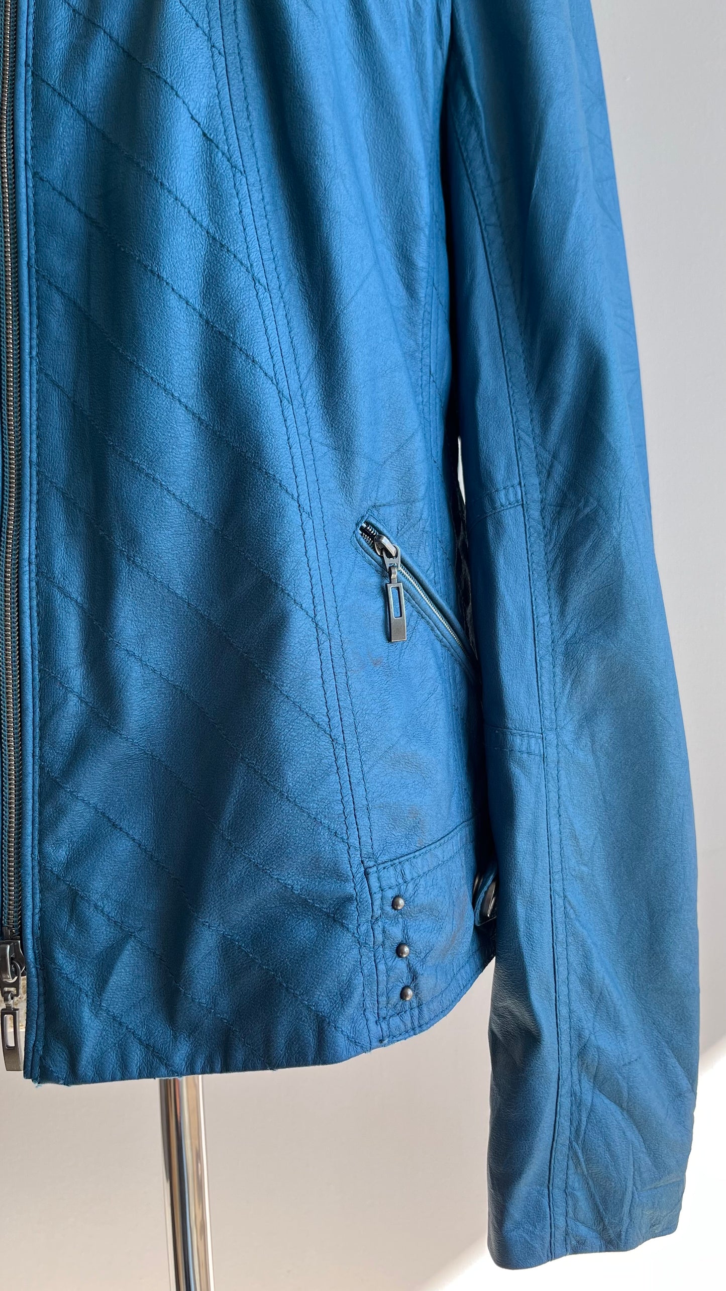 Chaqueta Eco cuero turquesa M